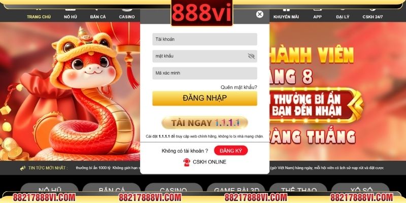 Chi tiết quy trình đăng nhập 888VI từ A-Z cho bet thủ cá cược