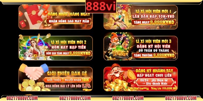 Khuyến mãi 888VI rực rỡ với nhiều ưu đãi khủng